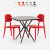Table carré noir moderne 70x70cm + 2 chaises design Wade Black Réductions
