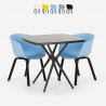 Set 2 Design Stühle quadratischer Tisch schwarz 70x70cm Navan Black Sales
