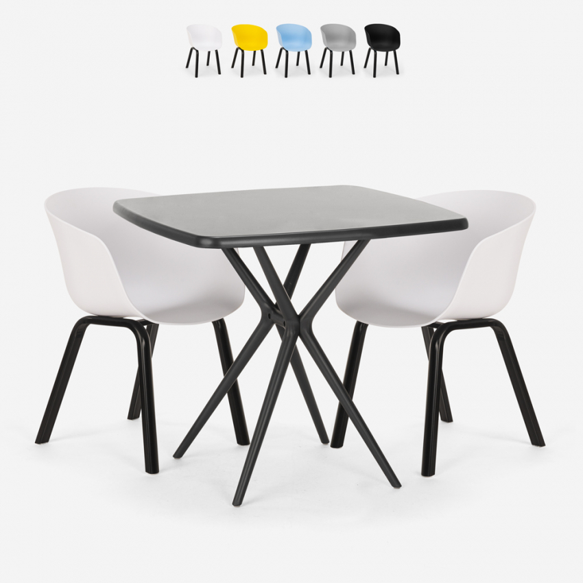 Set 2 sedie design tavolo nero quadrato 70x70cm moderno Navan Black Sconti Set 2 sedie design tavolo nero quadrato 70x70cm moderno Navan Black Sconti