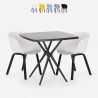 Set 2 sedie design tavolo nero quadrato 70x70cm moderno Navan Black Sconti