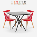 Set 2 sedie design moderno tavolo quadrato nero 70x70cm Roslin Black Promozione