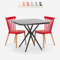 Set 2 Stühle modernes Design quadratischer Tisch 70x70cm Roslin Black Aktion