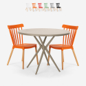 Table design ronde beige 80 cm + 2 chaises design Eskil Réductions
