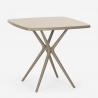 Table carrée beige 70x70cm + 2 chaises au design moderne Moai 