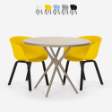 Set tavolo design rotondo 80cm beige 2 sedie Oden Sconti