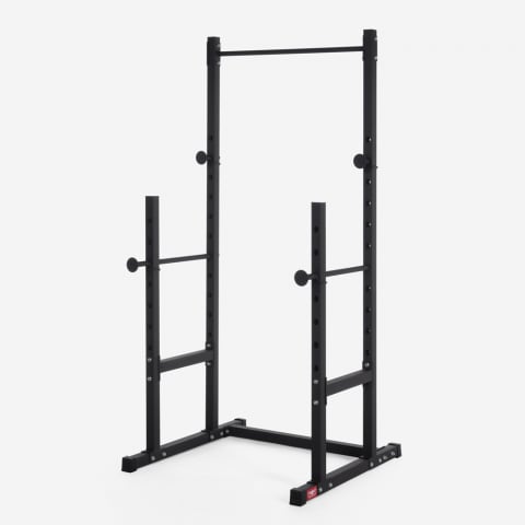 Squat rack regolabile per bilanciere con barra pull up cross training Stavas Promozione