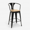 Sgabello bar industriale schienale top legno h68cm Steel Wood Back Light 