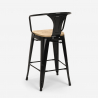 Sgabello bar industriale schienale top legno h68cm Steel Wood Back Light 