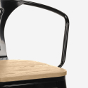 Sgabello bar industriale schienale top legno h68cm Steel Wood Back Light 