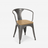 chaise de cuisine et bar style Lix design industriel avec accoudoirs steel wood arm light Dimensions