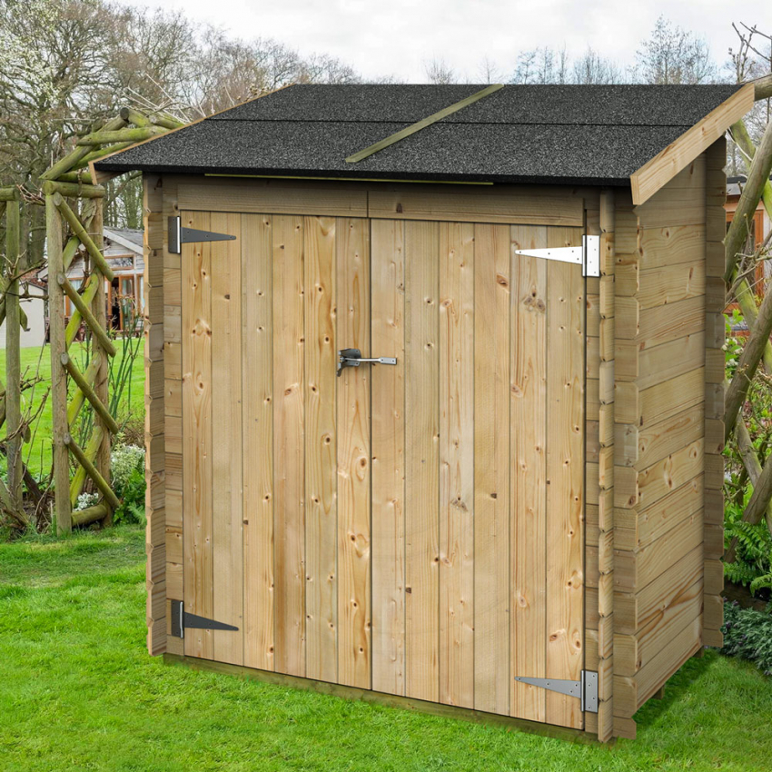 Gartenhaus aus Holz Ambrogio 155x85 Nature, anlehnbar für Gartengeräte Aktion Gartenhaus aus Holz Ambrogio 155x85 Nature, anlehnbar für Gartengeräte Aktion