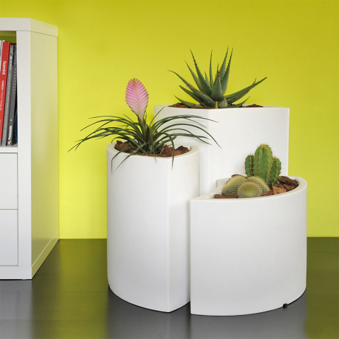 Set fioriera bianco 3 vasi per piante design casa giardino Tris Petalo Promozione