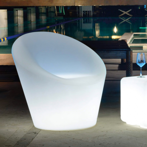 Helle LED Design Sessel für Garten Bar Restaurant Happy Aktion