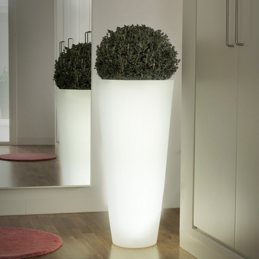 Hydra vaso design tondo luminoso alto Ø 39 x 85cm kit luce per