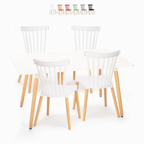 Weißes Esstischset 120x80cm 4 Stühle Designküche Restaurant Bounty Aktion