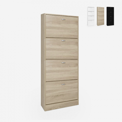 Vertikaler platzsparender Schuhschrank 63x24x154cm 4 Türen 24 Paar Schuhe Kingad