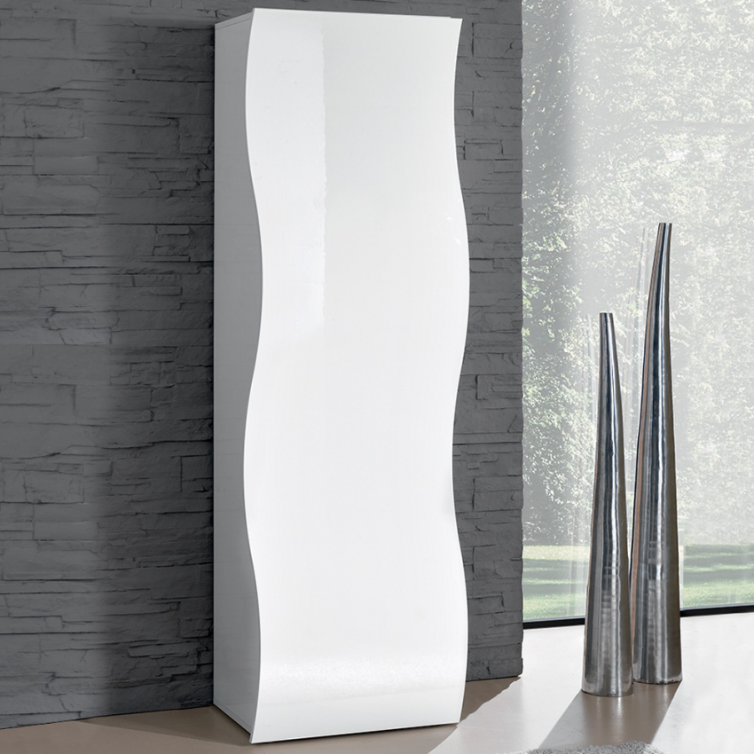 Design-Kleiderschrank mit Regal und Kleiderstange, Hochglanz Weiß, Onda Wardrobe Aktion Design-Kleiderschrank mit Regal und Kleiderstange, Hochglanz Weiß, Onda Wardrobe Aktion