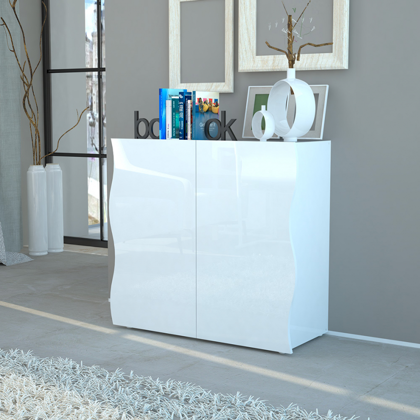 Weißer Mehrzweck-Holzschrank 2 Türen für Bad & Küche Onda Double Aktion Weißer Mehrzweck-Holzschrank 2 Türen für Bad & Küche Onda Double Aktion