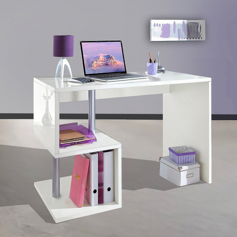 Scrivania ufficio studio design moderno bianco lucido 100x50cm Esse 2 Promozione