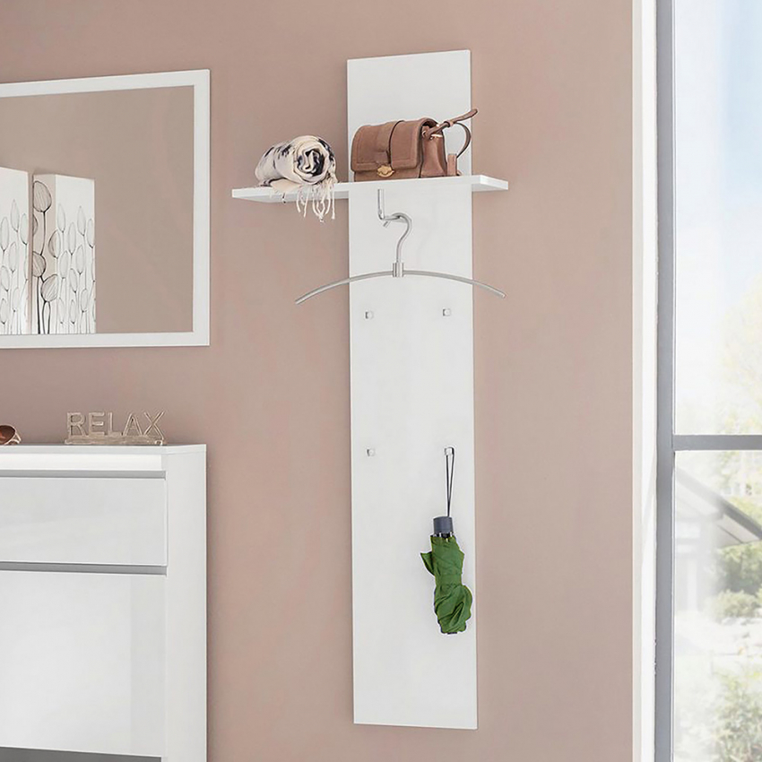 Moderner Garderoben-Wandhaken mit Regal, 4 Haken, Design Magic Jako Blanco Aktion Moderner Garderoben-Wandhaken mit Regal, 4 Haken, Design Magic Jako Blanco Aktion