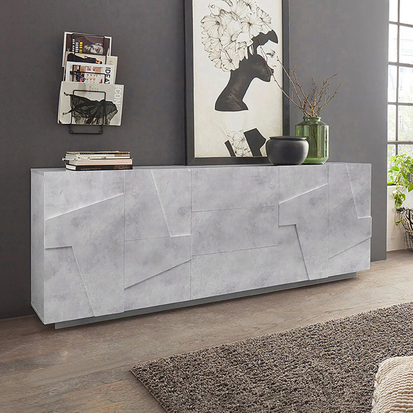 Design-Sideboard 4 Türen 3 Schubladen 220cm Grau Ping Wide Aktion Design-Sideboard 4 Türen 3 Schubladen 220cm Grau Ping Wide Aktion