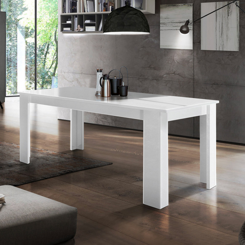 Glänzender weißer ausziehbarer Tisch 120-170x90cm für Esszimmer Jesi Line