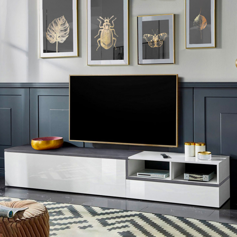 TV-Schrank 240cm Wohnzimmer 2 Klapptüren Design Zet Kiwey Ardesia XL