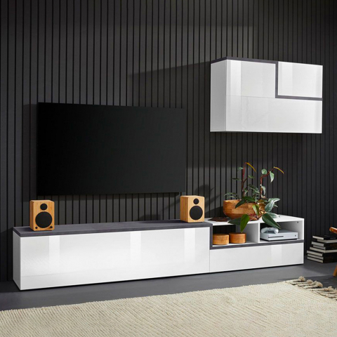 Wandregal TV-Schrank Design Wohnzimmer Zet Skone Ardesia