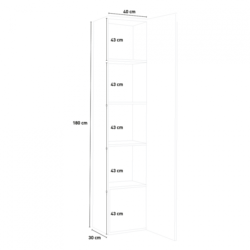 Joy Wardrobe colonna armadio design mobile ingresso 5 vani bianco lucido