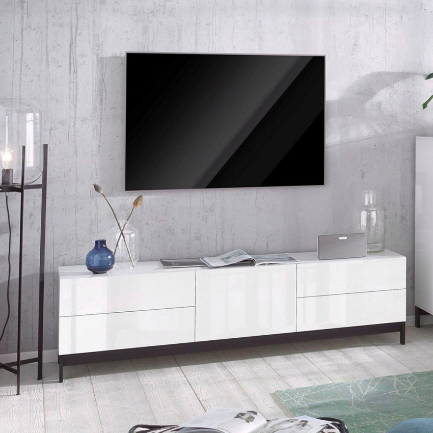 Metis Living Up 170cm TV-Schrank 4 weiß Tür Schubladen Wohnzimmer hochglanz
