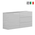 Sideboard Wohnzimmerschrank mit Tür und 3 Schubladen weiß glänzend Metis Three Verkauf
