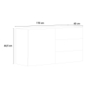 Sideboard Wohnzimmerschrank mit Tür und 3 Schubladen weiß glänzend Metis Three Sales