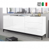 Metis Up Sideboard Wohnzimmer 2 Türen 3 Schubladen 170 cm Hochglanz Weiß Kommode Verkauf