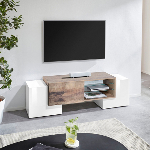 TV-Schrank 150cm modernes Design 3 Türen 2 Einlegeböden Pillon Acero M