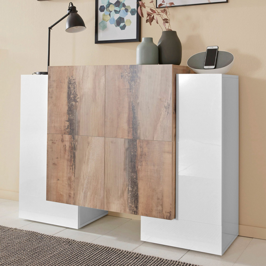 Design-Sideboard mit 6 Türen, 130cm, Eingang/Wohnzimmer, Modell Pillon Vaux, Akazie Aktion Design-Sideboard mit 6 Türen, 130cm, Eingang/Wohnzimmer, Modell Pillon Vaux, Akazie Aktion