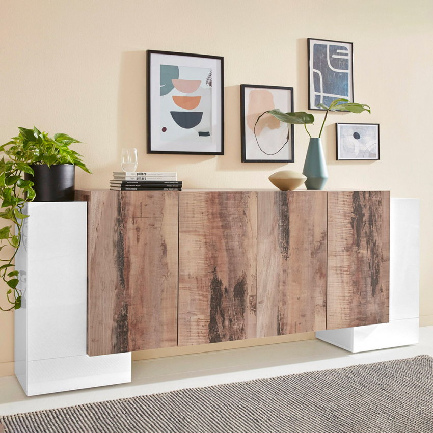 Küchen-/Wohnzimmer-Schrank mit 6 Türen, 210 cm, Design Pillon Fabrik Acero Aktion Küchen-/Wohnzimmer-Schrank mit 6 Türen, 210 cm, Design Pillon Fabrik Acero Aktion