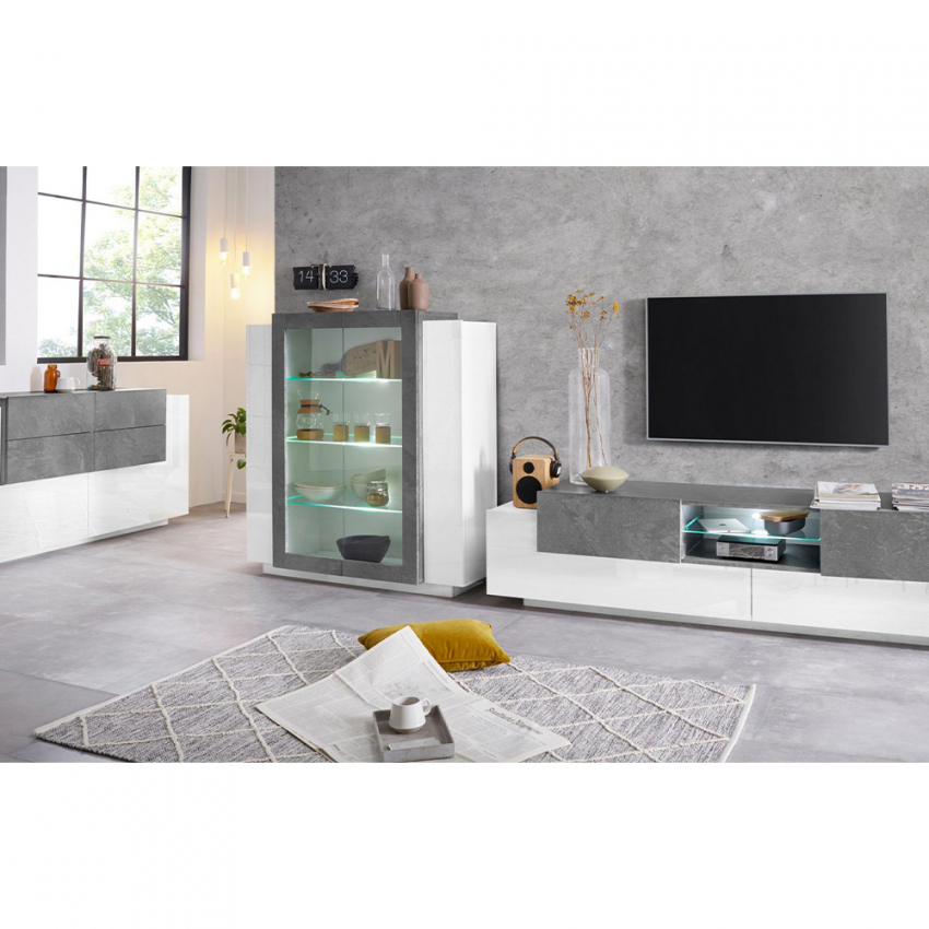 Vega Four credenza mobile buffet cucina soggiorno 160 cm ardesia 4 ante