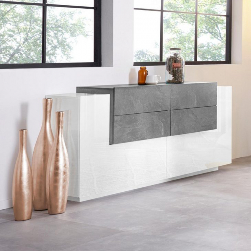 Sideboard 160cm Wohnzimmer Kommode 4 Schubladen 2 Türen Weiß Schiefer New Coro Home Aktion Sideboard 160cm Wohnzimmer Kommode 4 Schubladen 2 Türen Weiß Schiefer New Coro Home Aktion