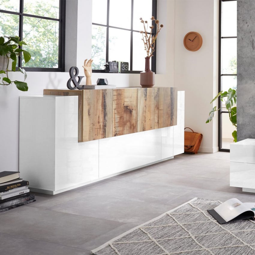 Design-Sideboard 200cm weiß hochglanz Holz New Coro Kommode Aktion Design-Sideboard 200cm weiß hochglanz Holz New Coro Kommode Aktion