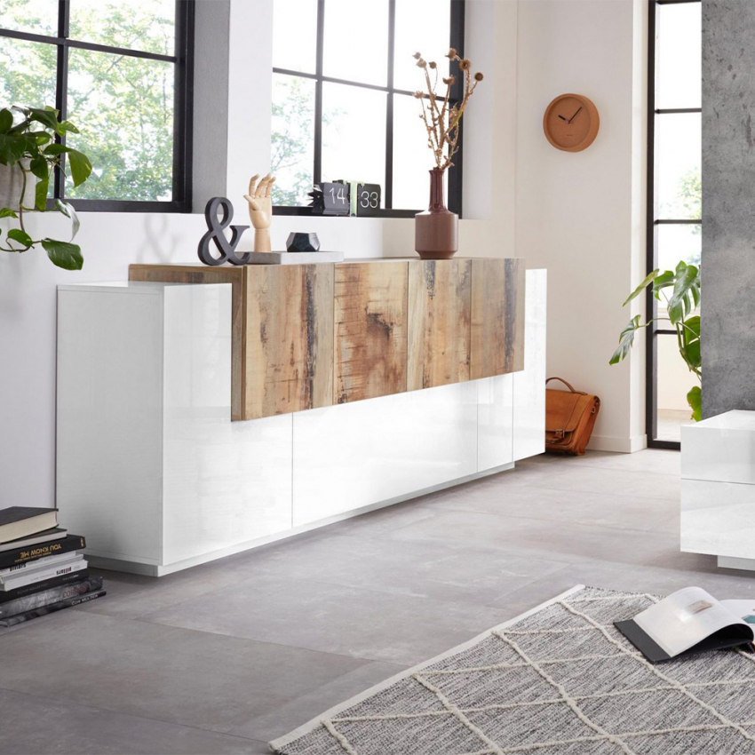 Neu Coro Kommode Design Wohnzimmer Anrichte 200cm weiß hochglanz Holz
