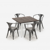 set tisch 80x80cm industriedesign 4 stühle style bar küche hustle white Maße