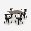 set tavolo 80x80cm design industriale 4 sedie stile bar cucina hustle white Prezzo