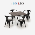 table 80x80cm design industriel + 4 chaises style bar cuisine hustle white Réductions
