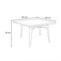 set tavolo 80x80cm design industriale 4 sedie stile bar cucina hustle white 