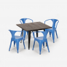 table 80x80cm + 4 chaises design industriel style cuisine et bar hustle black Dimensions