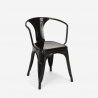 set tavolo 80x80cm 4 sedie design industriale stile cucina bar hustle black 
