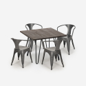 set 4 sedie stile tavolo 80x80cm design industriale bar cucina reims dark Scelta