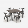 set 4 sedie stile tavolo 80x80cm design industriale bar cucina reims dark Scelta