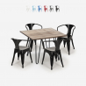 set design industriale tavolo 80x80cm 4 sedie stile cucina bar reims Sconti