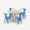 set tavolo 80x80cm design industriale 4 sedie stile bar cucina reims light Misure